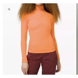 Lululemon Mock Neck Long Sleeve Size 4 Solar Orange Gym Yoga Workout Athletic 84